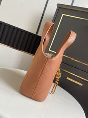 CHANEL 26S QUILTED HOBO BAG 27 IN CARAMEL BROWN CALFSKIN GOLD HARDWARE