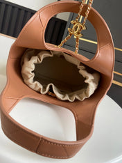 CHANEL 26S QUILTED HOBO BAG 27 IN CARAMEL BROWN CALFSKIN GOLD HARDWARE