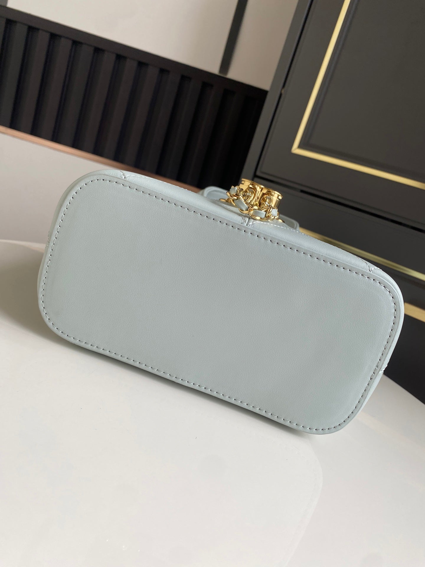 CHANEL 26S QUILTED HOBO BAG 27 IN PALE BLUE CALFSKIN GOLD HARDWARE