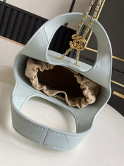 CHANEL 26S QUILTED HOBO BAG 27 IN PALE BLUE CALFSKIN GOLD HARDWARE