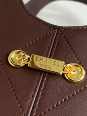 CHANEL 26S QUILTED HOBO BAG 27 IN BURGUNDY RED CALFSKIN GOLD HARDWARE