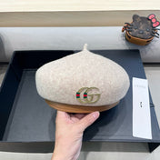 BERET HAT IN KHAKI BROWN WOOL 406970