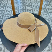 WIDE BRIM STRAW HAT WITH BOW BROWN 672705