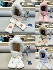 BEANIE HAT IN ALMOND BEIGE  WOOL AND LAMB FUR 435075