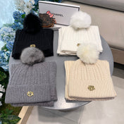 SET CLASSIC SCARF AND HAT IN BLACK CASHMERE AND RABBIT WOOL 433232