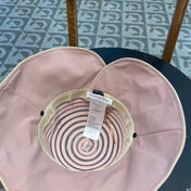 STRIPED BUCKET HAT IN WOOLLY BEIGE COTTON 434999