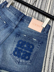 LOEWE FRAYED HEM DENIM SHORTS