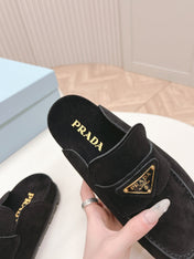 Pra Mule 20mm Black Suede Calfskin