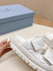 Pra Double Strap Quilted Slide 20 White Calfskin