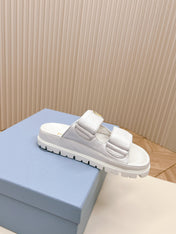 Pra Double Strap Slide 20 With Triangle Logo White Calfskin