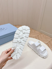 Pra Double Strap Slide 20 With Triangle Logo White Calfskin