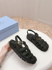 Monolith Crochet Cage Sandals 30 Black