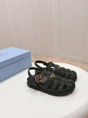 Monolith Crochet Cage Sandals 30 Black