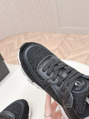 TRAINERS IN BLACK SUEDE AND CALFSKIN