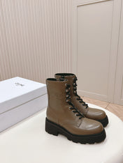 TRIOMPHE RANGERS MID LACE-UP BOOT IN CHOCOLATE BROWN CALFSKIN