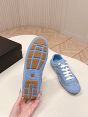 PRADA 26S SNEAKERS IN BLUE QUILTED NYLON AND SUEDE