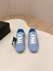 PRADA 26S CLASSIC SNEAKERS IN BLUE SUEDE AND MESH