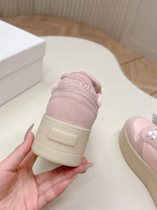 PRADA 26S PLATFORM SNEAKERS 50MM IN PINK SUEDE