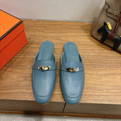 HM 26S KELLY MULE IN DUSTY BLUE CALFSKIN GOLD HARDWARE