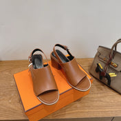 HM 26S ELDA 60 SANDAL IN CARAMEL BROWN CALFSKIN SILVER HARDWARE