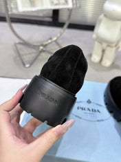 PRADA 25S PLATFORM MARY JANE SHOES IN BLACK SUEDE STYLE 2