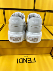 FENDI THICK-SOLDED SNEAKER IN WHITE MIX GREY LAMBSKIN