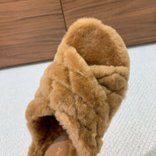 CELINE 26S CROSS-STRAP SANDALS IN BROWN WOOL