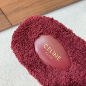 CELINE 26S TWO-STRAP SANDALS IN DARK RED WOOL