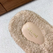 CELINE 26S TWO-STRAP SANDALS IN BEIGE WOOL