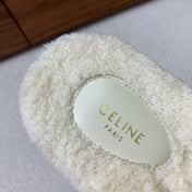 CELINE 26S TWO-STRAP SANDALS IN WHITE WOOL