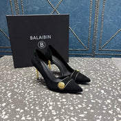 BALMAIN 26S HIGH-HEEL SHOES 95 MM IN BLACK SUEDE