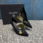 BALMAIN 26S HIGH-HEEL SHOES 95 MM IN BLACK SUEDE