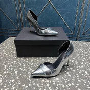 BALMAIN 26S HIGH-HEEL SHOES 95 MM IN SILVER CALFSKIN