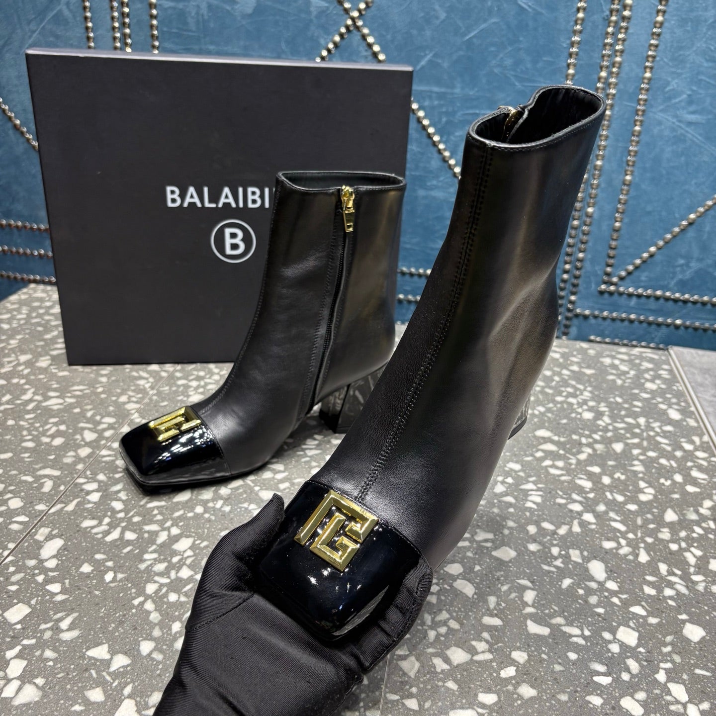 BALMAIN 26S BOOTS 65 MM IN BLACK CALFSKIN