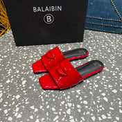 BALMAIN 26S SLIPPERS IN RED GLOSSY CALFSKIN