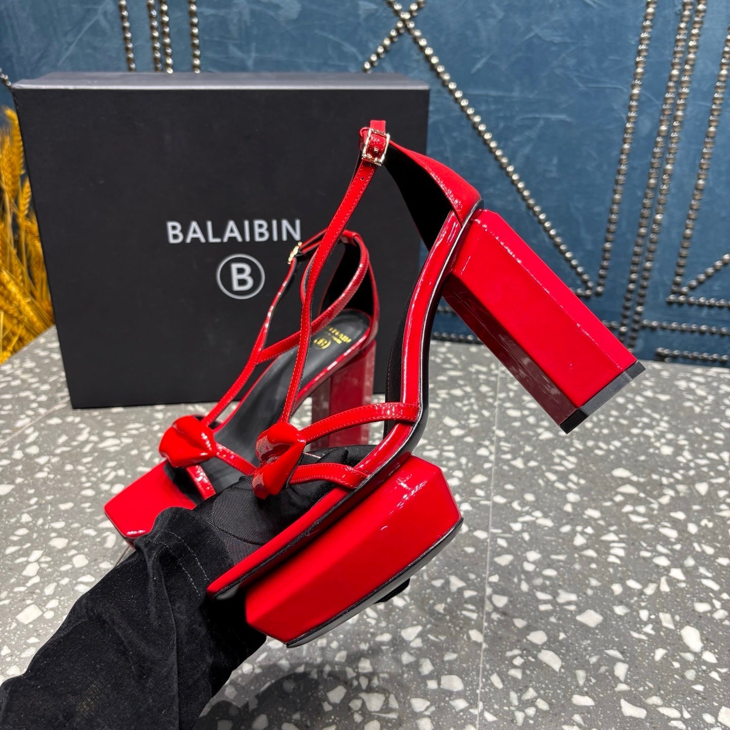 BALMAIN 26S HIGH-HEELED SANDALS 105 MM IN RED CALFSKIN STYLE 9