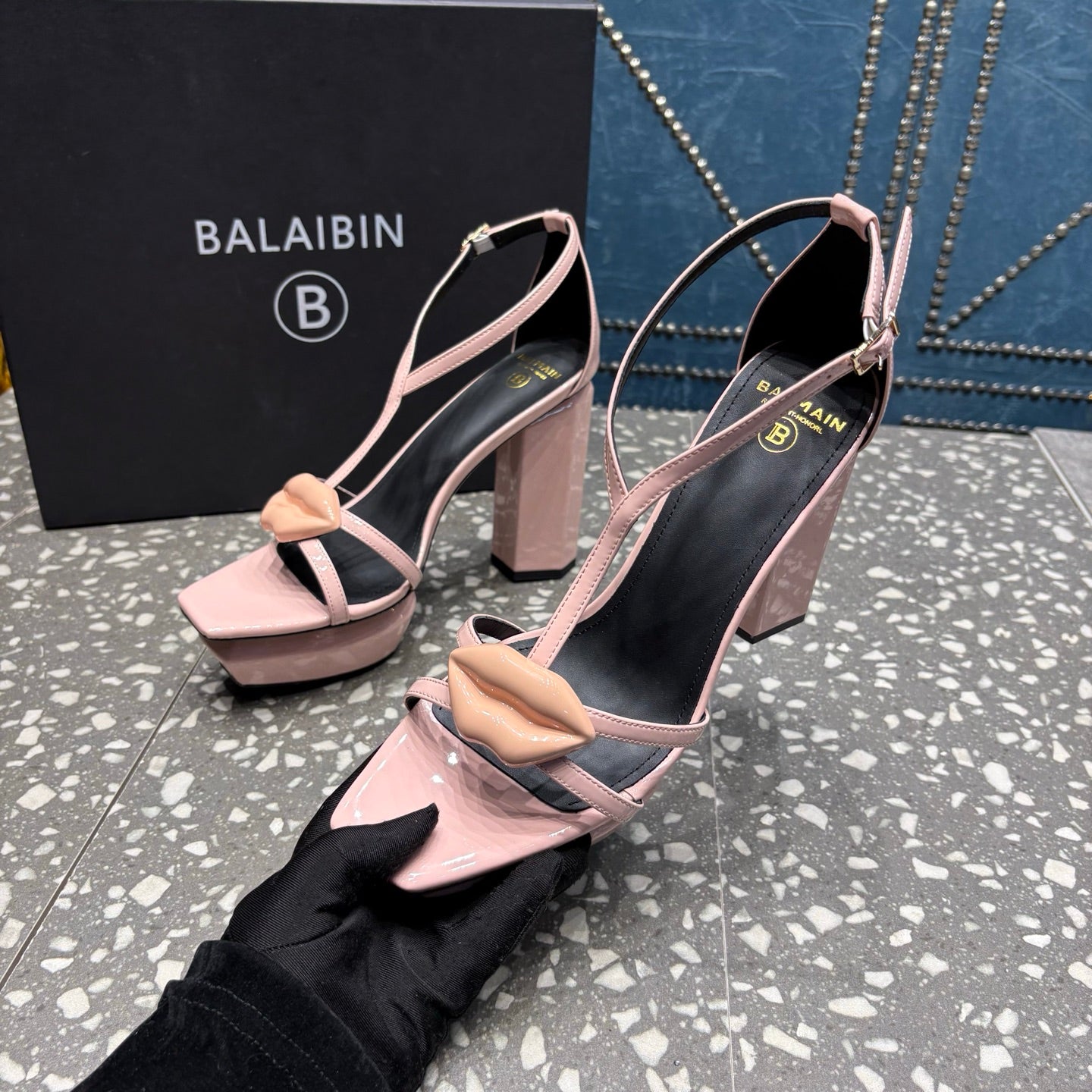 BALMAIN 26S HIGH-HEELED SANDALS 105 MM IN LIGHT PINK CALFSKIN STYLE 7