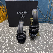 BALMAIN 26S HIGH-HEELED SANDALS 95 MM IN BLACK CALFSKIN STYLE 3