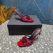 BALMAIN 26S HIGH-HEELED SANDALS 95 MM IN DARK RED CALFSKIN STYLE 4