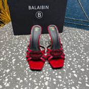 BALMAIN 26S HIGH-HEELED SANDALS 95 MM IN DARK RED CALFSKIN STYLE 4
