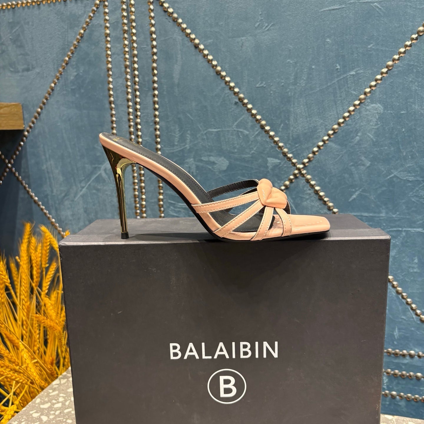 BALMAIN 26S HIGH-HEELED SANDALS 95 MM IN LIGHT PEACHY PINK CALFSKIN STYLE 2