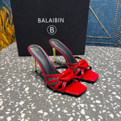 BALMAIN 26S HIGH-HEELED SANDALS 95 MM IN RED CALFSKIN STYLE 1