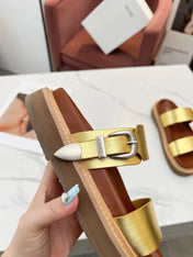TWO-STRAP SANDALS IN GOLD CALFSKIN