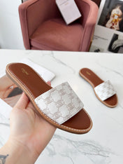 LYMPIA MULE WHITE CANVAS EMBROIDERED LOGO