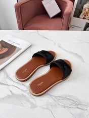 LYMPIA MULE BLACK RAFFIA AND WOOL