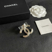 CHANEL 26S DOUBLE C LOGO BOW DETAIL OPENWORK BROOCH IN GOLD METAL 629193