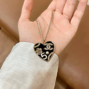 CHANEL 26S DOUBLE C LOGO HEART CHARM NECKLACE WITH NO.5 & FLORAL DETAIL IN GOLD METAL 630796