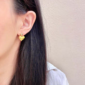 CHANEL 26S DOUBLE C HEART DROP EARRINGS IN GOLD METAL 631912