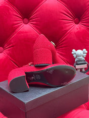 HIGH MARY JANE SHOES CHERRY RED WOOL TWEED