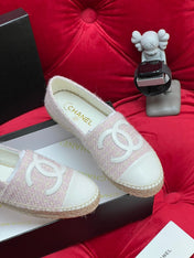 WOVEN LOAFERS IN LIGHT PINK FABRIC